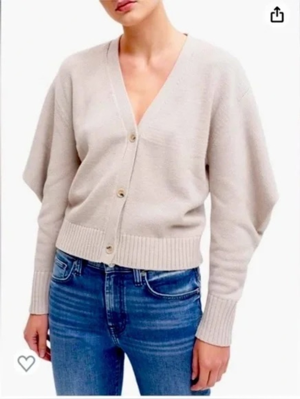 7 For All Mankind beige cardigan exaggerated elbow sleeves Size M EUC